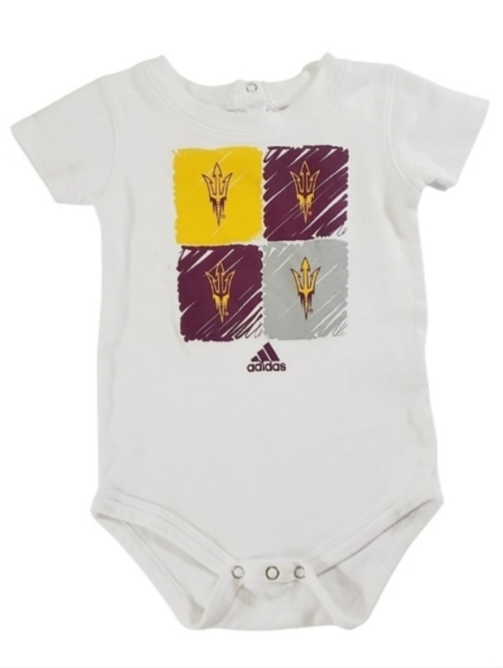 K1289 * Adidas Boys Arizona State Sun Devils Bodysuit White Red Size 12M